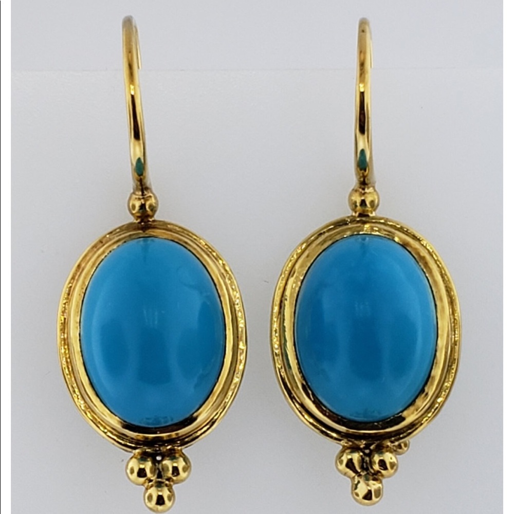 Turquoise, 18K yellow gold earrings